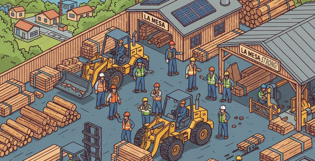 Illustration of La Mesa Lumber.